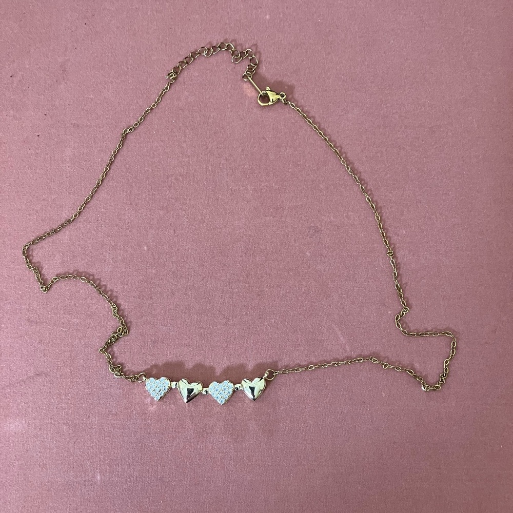 Gold Heart Stainless Steel 2 Way Pendant Necklace - Picture 6 of 6
